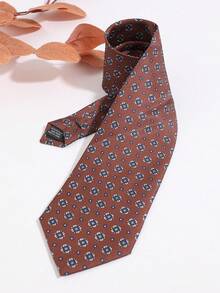 1PC Men's Fashion Casual Versatile Vintage Small Coin & Flower Pattern Tie, Suitable For Daily Wear, Shopping, Business, Party, Banquet, Dating - Multicolor - View 6