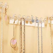 3/9 Packs Wall Mount Acrylic Jewelry Organizer With 8 Hooks, Multifunctional Hanging Jewelry Display Rack, Space Saving Storage For Necklaces, Bracelets, Earrings & Rings, Polished Plastic Decor Holder, Perfect Gift Halloween - Multicolor - View 6