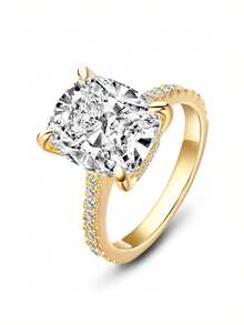 XUJIA 1pc 6 Carat Cushion Cut Engagement Ring For Women, 12x10mm Cushion Cut Luxury 5A Grade Cubic Zirconia CZ Ring, 925 Sterling Silver Halo Stunning Promise Wedding Band - D213 - View 5