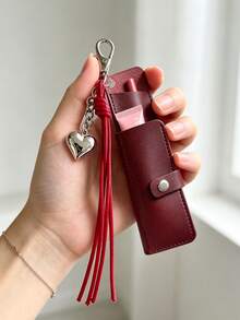 Bow Star Keychain With PU Lipstick Case,Portable Lipstick Holder With Mirror,Stylish Bag Charm,Lip Balm Storage Case,Handbag Decor,Gifts For Girls - Multicolor - View 8
