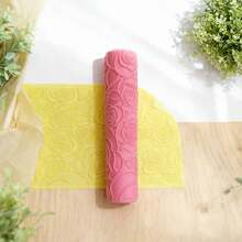 Blooming Rose Pattern Clay Relief Texture Roller – DIY Pottery Craft Rolling Pin Tool For Polymer Clay, Ceramic Art, Fondant, Cookie Dough, Soft Clay Embossing,Ideal For Romantic Tiles, Floral Projects, Beginners & Professionals - Blooming Rose Pink - View 1