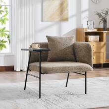 Modern Single Armchair With Comfortable Fabric Backrest And Two Storage Compartments, Complemented By A Practical Side Table. This Minimalist Side Table With Storage Features A Sturdy Metal Rack, 73 X 73 X 27 Cm - Multicolor - View 7