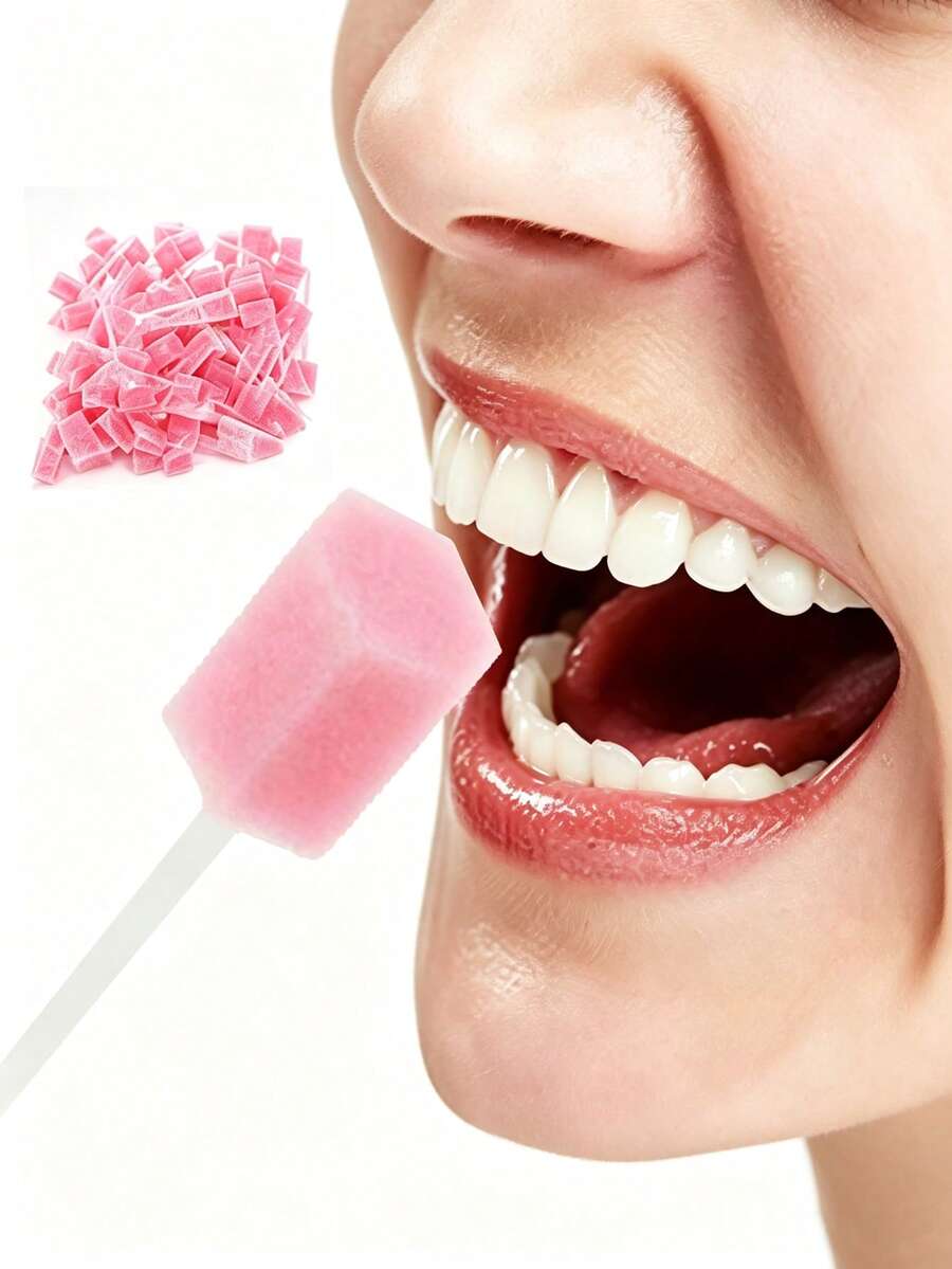 100pcs Oral Cleaning Foam Swabs, Disposable Oral Care Sponge Swabs For Teeth Care, Dental - Multicolor - View 1
