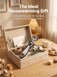 1PC Gift Pack Multi Kitchen Scoop, Non-Slip Hangable Handle, Measure Coffee & Scoop Fruit Ice Cream Balls, Black Silver Modern Look, Rust-Proof Steel, Home Kitchen & Dessert Shop, Useful Kitchen Tool, Housewarming Kitchen Gift - Multicolor - View 6