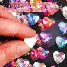 Heart Shape Rhinestone Stickers Self Adhesive, Multi Colors Blue White Red Pink Purple Mixed Crystal Gem Stickers For DIY Crafts Phone Case Scrapbooking Kids Handmade Decor - Multicolor - View 7