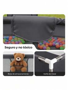 Centro de Actividades Infantil con Aro de Basquetbol, Corral Amplio para Pelotas, Cerco Modular para Interior y Exterior - Gris Oscuro - Ver 5