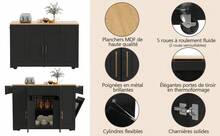 Black Rolling Sideboard With Shelves - Ideal For Kitchen Or Living Room - 黑色 - 查看 9