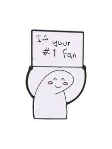 卡通人物「I'm Your #1 Fan」標語琺瑯領針胸章,勵志支持裝飾胸針 - 白色 - 查看 10