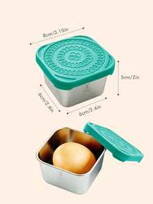 Meoky 3个8盎司不锈钢零食盒，带硅胶盖，防漏小型食品储存盒，可重复使用的金属午餐盒，适用于零食、餐食准备、旅行和野餐 - 綠色*3件套裝 - 查看 4