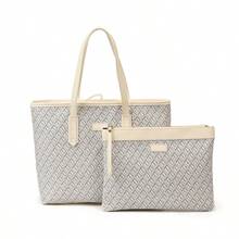 SHIMEINI 2 peças/Conjunto Bolsa Tote de Ombro Vintage Floral Clássica da Moda 2026 de Grande Capacidade, Adequada para Uso Diário de Mulheres, Trabalho, Volta às Aulas, Viagem de Férias, Presente de Encontro de Feriado - Branco - Visão 1