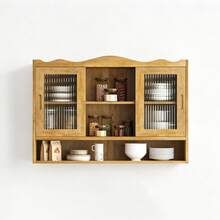 90CM Retro 2 Door Sliding Cabinet Three Layers Of Storage Space,Suitable For Bathrooms,Kitchens,Dining Rooms,Natural - 彩色 - 查看 4
