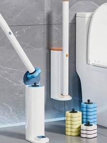 Toilet Brush Upgraded Disposable Toilet Brush Set Long Handle Wall‑Mount Design With Replaceable Brush Heads Hygienic Hands‑Free Bathroom Toilet Bowl Cleaning Supplies - Modern - View 1