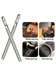 4pcs Mini Watch Strap Puncher Steel Manual Tool, Suitable For PU Belts, Watch Strap Hole Punching, Sewing Projects And Handmade Crafts, DIY Leather Hole Punching Tool, Durable Manual Tool - A - View 4