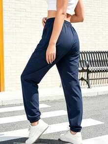 Women's Lightweight Summer And Autumn Jogger Pants With Zipper Pockets, Suitable For Urban Environments, Vacation, Sports And Hiking - Navy Blue - View 3