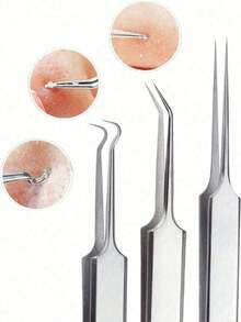 8pcs Blackhead Removal Tool Set, Acne Tweezers, Acne Extractor, Pimple Picker, Blemish Removal Set, Facial Skincare Tools, Stainless Steel Blackhead Remover - A - View 5