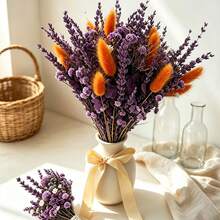 1 Set Purple Artificial Bouquet And Corsage Set, Suitable For Home Decor And Wedding Scene Arrangement; Also An Excellent Gift For Halloween And Christmas, Can Be Used For Gift Box Decoration And As Atmosphere Photo Props - Lavender Purple + Warm Sun Orange - View 5