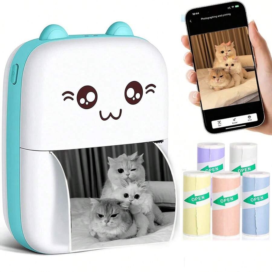 GOTOOGO Wireless Mini Printer, 200dpi High Resolution, USB Rechargeable, Pocket Inkless Thermal Printer, Suitable For Notes, Photos, Pictures, To-Do Lists, Journals, DIY, Memos