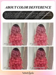 Topshe [Velvet Locks] 26 Inch Pink Gradient Synthetic Wig, Soft Heat-Resistant Voluminous Layered Wavy Curls With Curtain Bangs, Suitable For Daily Wear, Nightclub, Music Festival, Cosplay, Women's Wig - Multicolor - View 9