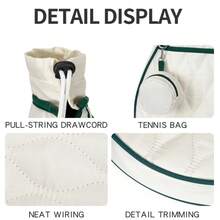Sporty White Quilted Tennis Racket Bag, Waterproof Oxford Cloth One Shoulder Crossbody Tote Bag, With Independent Racket Compartment, Ball Pocket And Adjustable Shoulder Strap, Breathable Back, Multi-Pocket Design, Suitable For Outdoor Fitness - Multicolor - View 9