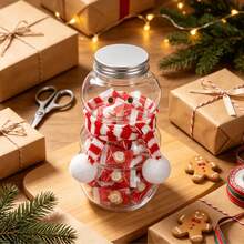 Set Of 5 Christmas Snowman Shaped Gift Packaging Bottles With Lids, Cute Snowman Design Reusable Transparent Containers, Optional Mini Scarf Matching, Suitable For Christmas Party Gift Wrapping - Snowman Christmas Bottle - View 2