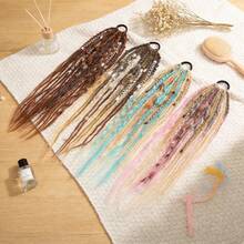Braided Ponytail Hair Extension With Beads And Pendant, Viking Bohemian Style Braided Hair Extensions For Women, 24 Inches - Multicolor - View 6