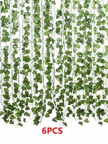 1/6/12/24pcs Green Artificial Ivy Vines Artificial Plants Green Wreath Faux Hanging Ivy Garland Lifelike For Wedding, Bedroom, Garden, Balcony, Swing, Shopping Mall, Staircase Decoration, Green Backdrop, Jungle Theme Party Supplies, Easy To Install And Remove - Sweet Potato Leaves - View 12