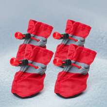 4pcs Small Dog Waterproof Dog Shoes, Protect Pets' Paws And Keep Them Dry - Red - View 10