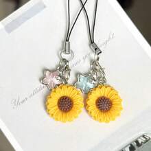 1/2pcs Transparent Star & Sunflower Phone Charm Pendant, Creative Small Accessory, Suitable As Gift - Multicolor - View 4