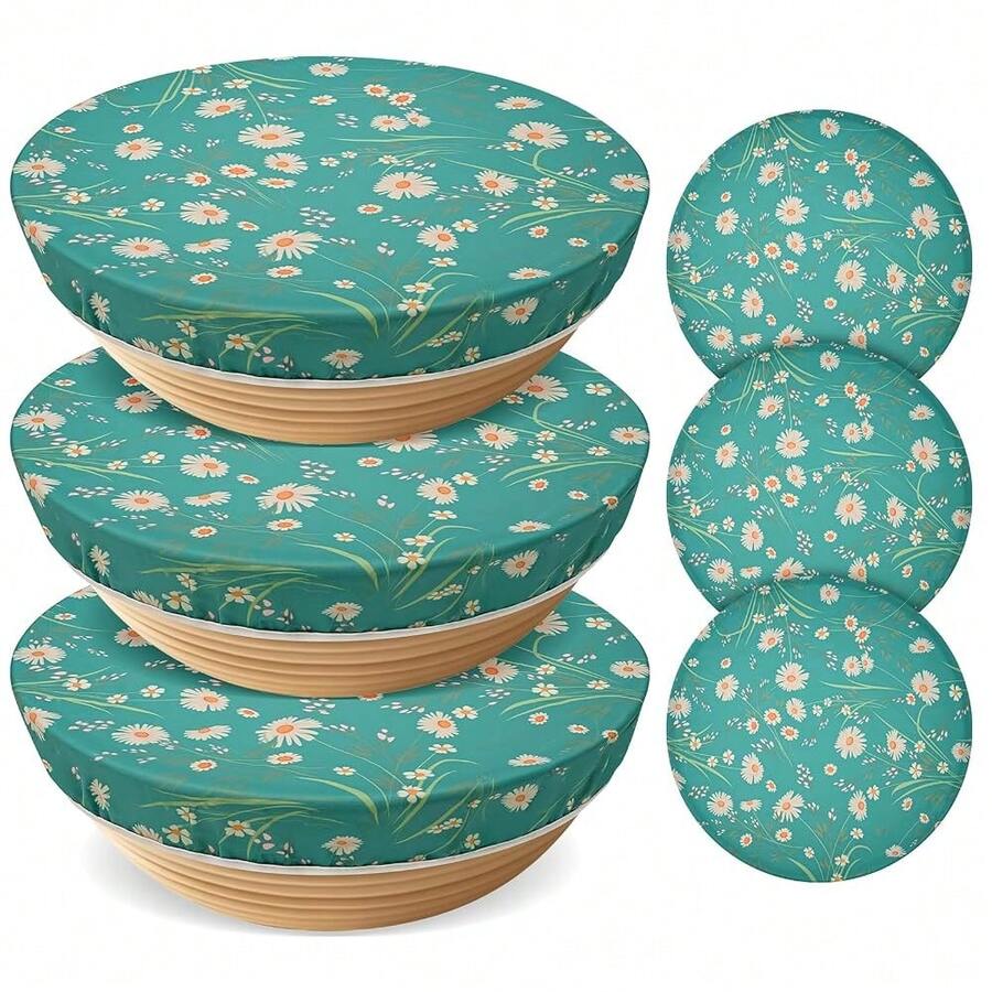 3 Pack Beeswax Bowl Covers Reusable (12 Inch Large),Bowl Covers For Bread Proofing,Elastic,Natural Beeswax Organic Cotton,For Sourdough Proofing,Large Containers&Food Storage - Green12inch - View 1