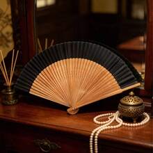 1pc Bamboo Folding Fan, Suitable For Celebration, Costume Matching, Wedding, Performance, Decoration, Holiday Gift, Home, Office, Party Supplies, Birthday Gift, Graduation Gift, Portable Tool, Summer Essential, Summer Portable - Multicolor - View 5