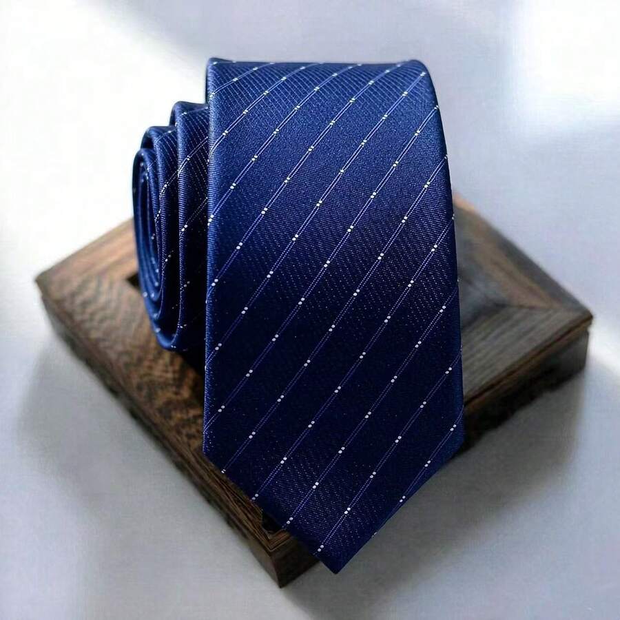 1 Set High-End Fashion Tie And Tie Clip 2 Pieces Set Suitable For Business Travel, Casual, Banquet, Wedding - Blue - View 1