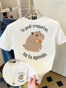 Minimalist. 100% Algodon. 1pac T-Shirt With Front And Back Design, Slogan In Spanish And Printed On Spanish Slogan. Short And Short Sleeve Shirt For - 白色A - 查看 1