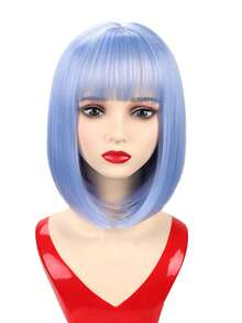 Short Straight Bob Synthetic Wigs Pink Hair Wig With Bangs For Women Cosplay Cute Wig Heat Resistant Fiber Halloween Wear - Multicolor - View 26