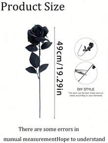 Black Artificial Roses, Realistic Gothic Faux Flowers With Bendable Cuttable Long Stems, Reusable DIY Floral Bouquet For A Halloween Party, Haunted House, Gothic Wedding, Funeral Memorial, Table Centerpiece, Vase, Wreath And Dark Home Decor - Multicolor - View 5