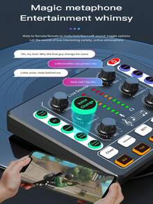 USB External Live Sound Card Audio Mixer, 800mAh Podcast Live Sound Card, Multiple Sound Effects Voice Changing Mini Sound Mixer Board For Live Streaming Gaming Home KTV Singing Audio Interface Podcast Studio Sound Card - Multicolor - View 7