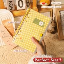 A6 Cute Plaid Transparent PVC Loose-Leaf Notebook, Detachable Loose-Leaf Diary, 120 Pages Lined/Blank Paper, Large Capacity No Sharp Edge Design, Soft Touch Planner Diary, Suitable For Middle And High School Students, Scrapbook - A6 - View 2