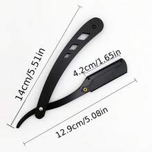 3pcs/Hair Clipper Set - Black & Gold Professional Hairdressing Scissors 3 Pieces Set, Straight Scissors + Thinning Scissors + Razor, Suitable For Home Haircutting And Salon Styling, Beginners Can Easily Create Exquisite Hairstyles, Manual Hair Trimming, Eyebrow Shaping And Face Shaving, Foldable For Home Use - Multicolor - View 4
