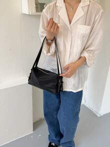 Minimalist Lightweight Pillow Bag, Short-Trip Storage Bag, Versatile Shoulder Crossbody Tote Bag - Black - View 5