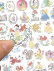 Disney 50張迪士尼公主貼紙 花卉美學風格 白雪公主與灰姑娘創意塗鴉貼紙 適用於筆記本、剪貼簿、信封、雜誌、手機殼、行李箱 DIY 貼紙 - 彩色 - 查看 7