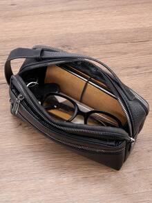 HOVI'S Tas Tangan Minimalis Retro Fashion Bisnis Kasual Portabel Kapasitas Besar Multifungsi Tas Genggam Tas Ponsel Tas Desainer - Hitam - View 7