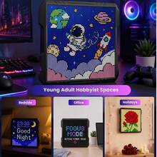 塗鴉動畫繪圖面板 LED 像素螢幕時鐘 RGB 夜燈 遊戲室裝飾 DIY 創意像素禮物 24x48 - 黑色 - 查看 7