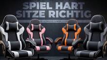 Gaming Chair, Ergonomic Gaming Chair With Lumbar Support, Breathable PU Leather Office Chair, Comfortable Computer Chair, Load Capacity 200 Kg, Seat Height And Backrest Adjustable Black And White, 58.5 X 63 X 120.5 Cm - Black - View 2