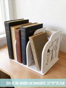 1pc Desktop Organizer Rack, Office File Storage, Dorm Simple Small Bookshelf, Desktop Textbook Organizer, File Storage Rack, Back To School Bookshelf Gift - White - View 2