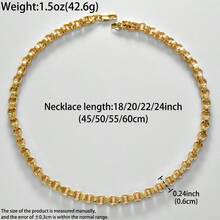 Vintage 750 Italian 3D Intertwined Ring Hand-Carved Textured Clavicle Necklace, Hip-Hop Street Style, Suitable For Men's Daily And Party Wear - Gold - View 8