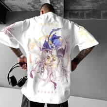 Anime Angewomon Summer T-Shirt Men Women Haruku Vintage Streetwear Short Sleeve Oversized Loose Casual Fitness Y2k Top - Shape - View 1