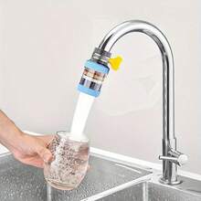 Filtro de grifo, purificador de agua universal anti-salpicaduras, adecuado para grifo de fregadero de cocina, aireador de grifo doméstico, desmontable y lavable, filtra impurezas en el agua, adecuado para Europa y América, viene con adaptador, nuevo producto de verano. - azul - Ver 2