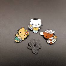 SANRIO 1件可愛卡通三麗鷗胸針，萬聖節與聖誕節金屬徽章，Hello Kitty胸針，柔軟甜美貓咪合金包包飾品針 - 彩色 - 查看 5