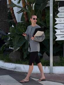 女款秋冬優雅休閒修身極簡針織開襟毛衣外套 - 灰色 - 查看 9
