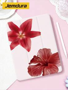 1件 2朵紅色扶桑花圖案設計平板保護殼，相容 iPad 10.2/10.5 吋、10代/11代 (A16)、Air 8 2026 (11 吋)、Mini 4/7 8.3 吋、Air 5/6/7 10.9 吋/11 (M2/M3)、Matepad 10.8/Tab，附筆槽收納，三折翻蓋保護殼 - 彩色 - 查看 3