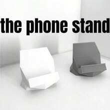 Minimalist Geometric 3D Printed Phone Stand, Modern Desktop Phone Holder, Fashionable Angle Phone Base, Stable Base, Bedroom Office Home Decor, Style - Minimalist Geometric Phone Stand - View 3